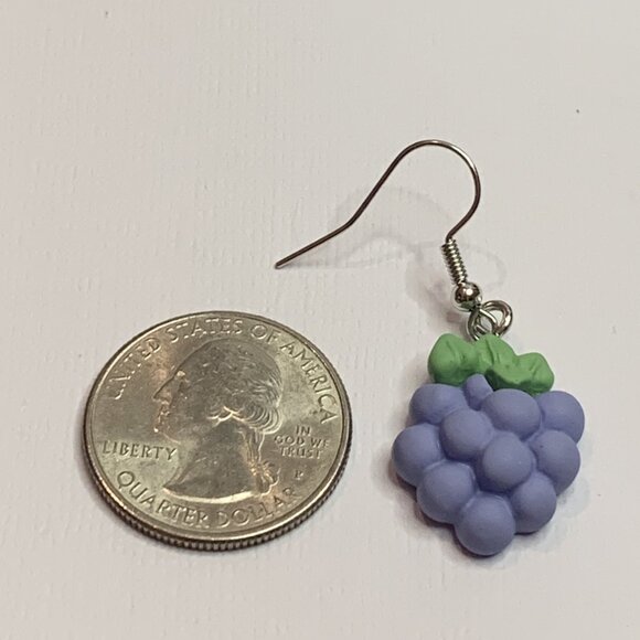 Grapes Earring, Fruit Earring, Funny Food Earring, Gift Idea, Fruit Jewelry - Picture 4 of 6